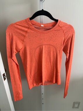 Lululemon Orange Swiftly Tech Long Sleeved Shirt, Size 4